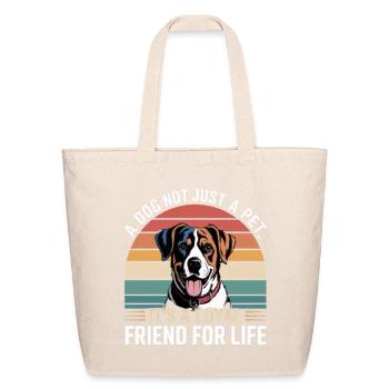 Loyal Dog Friendship Screen Print - Eco-Friendly Cotton Tote - natural - Front