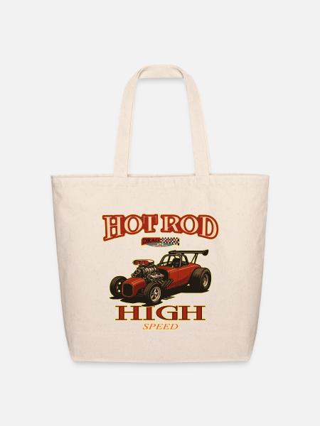 Hot Rod High Speed Drag Art - Eco-Friendly Cotton Tote - natural