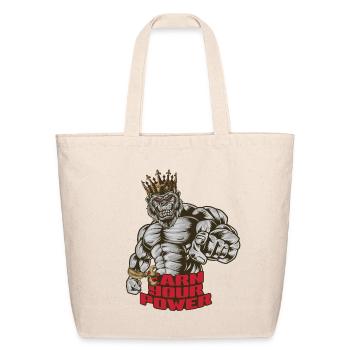 Crowned Gorilla: Earn Your Power - Eco-Friendly Cotton Tote - natural - Front
