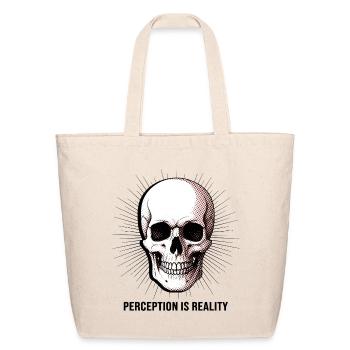 Perception is Reality Halftone Screen Print Skull - Eco-Friendly Cotton Tote - natural - Front