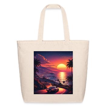 Sunset Drive Neon Coast - Eco-Friendly Cotton Tote - natural - Front