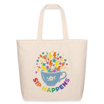 Sip Happens Cupburst - Eco-Friendly Cotton Tote - natural - Front