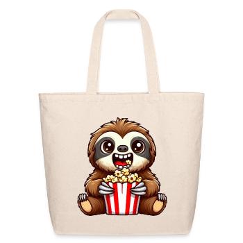 Sloth popcorn movie cinema TV show lover - Eco-Friendly Cotton Tote - natural - Front