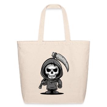 Little Death Hooded Skull with Sickle - Eco-Friendly Cotton Tote - natural - Front