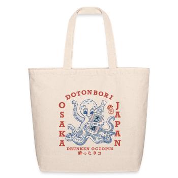 Drunken Octopus with Sake Bottle - Eco-Friendly Cotton Tote - natural - Front