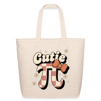 Cutie Pi - Retro Checkerboard Pi Day - Eco-Friendly Cotton Tote - natural - Front