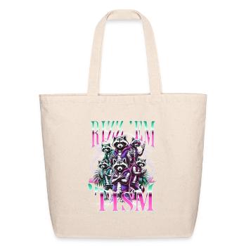 Raccoon Rizz 'em with the 'Tism Crew Neon Retro  - Eco-Friendly Cotton Tote - natural - Front