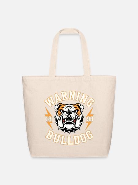 Aggressive Bulldog Warning Design - Eco-Friendly Cotton Tote - natural