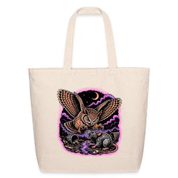 Night Owl vs Rat in Neon Ruins - Eco-Friendly Cotton Tote - natural - Front
