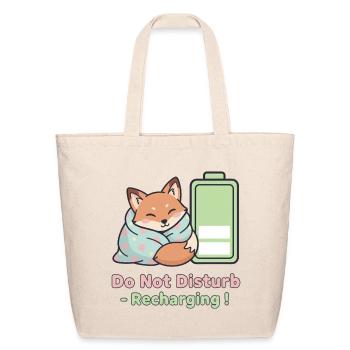 Do Not Disturb Recharging Fox - Eco-Friendly Cotton Tote - natural - Front