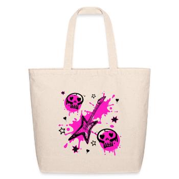 Neon Skull Guitar Splash - Eco-Friendly Cotton Tote - natural - Front