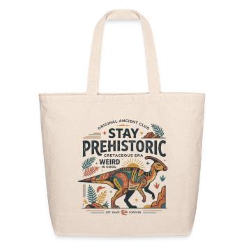 Retro Dinosaur Stay Prehistoric Cretaceous Era Tee - Eco-Friendly Cotton Tote - natural - Front
