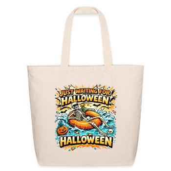 Just Waiting for Halloween Skeleton - Eco-Friendly Cotton Tote - natural - Front