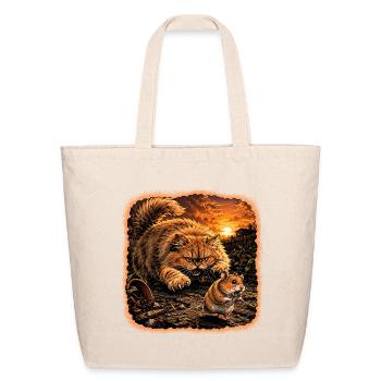 Sunset Standoff: Cat vs Mouse in Ruins - Eco-Friendly Cotton Tote - natural - Front