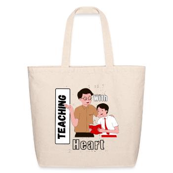 Teaching With Heart - Eco-Friendly Cotton Tote - natural - Front
