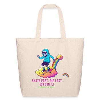 Glitch Skateboarder on Rainbow Cloud - Eco-Friendly Cotton Tote - natural - Front