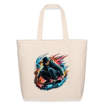 Neon Splash Skate Rider - Eco-Friendly Cotton Tote - natural - Front