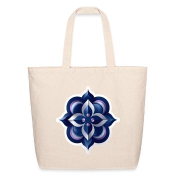 Blue Lunar Mandala Bloom - Eco-Friendly Cotton Tote - natural - Front
