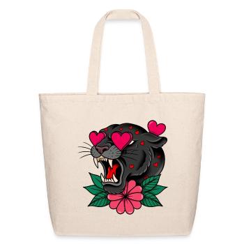 Traditional Tattoo Style Panther Love Eyes - Eco-Friendly Cotton Tote - natural - Front