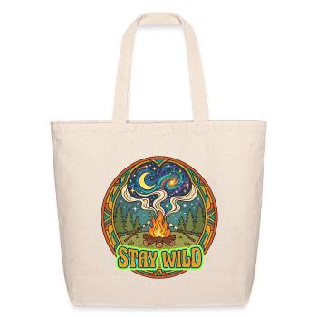 Stay Wild Retro Campfire Starry Night Camping - Eco-Friendly Cotton Tote - natural - Front