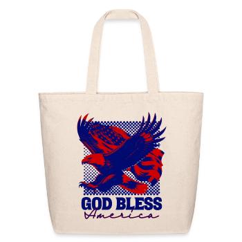 Patriotic Eagle with Flag Burst - Eco-Friendly Cotton Tote - natural - Front