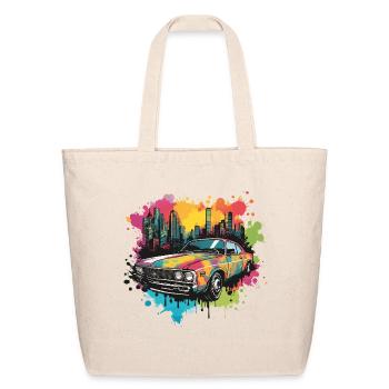Retro Splash Neon Car - Eco-Friendly Cotton Tote - natural - Front