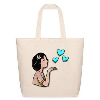 Pop Art Girl Blowing Hearts - Eco-Friendly Cotton Tote - natural - Front