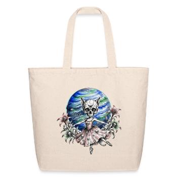Gothic Cat Skull Ballerina - Cosmic Dark Fantasy - Eco-Friendly Cotton Tote - natural - Front