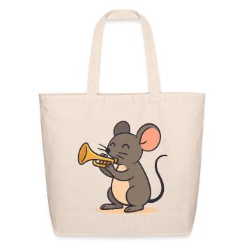 Mouse plays trumpet - Eco-Friendly Cotton Tote - natural - Front