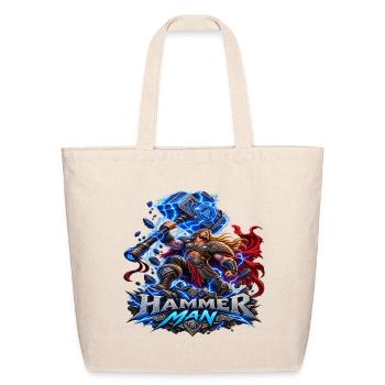 Hammer Man – Epic Lightning Warrior - Eco-Friendly Cotton Tote - natural - Front