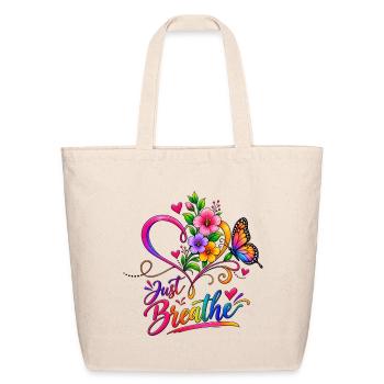 Just Breathe Floral Heart - Eco-Friendly Cotton Tote - natural - Front