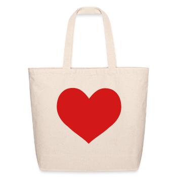 red heart - Eco-Friendly Cotton Tote - natural - Front