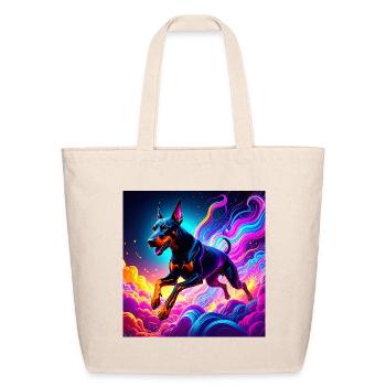 Neon Doberman Illustration - Eco-Friendly Cotton Tote - natural - Front