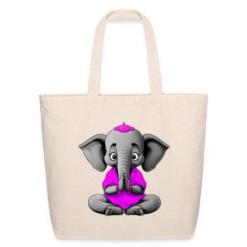 Yogi Elephant - Eco-Friendly Cotton Tote - natural - Front