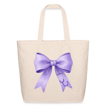 Lavender Bow Stethoscope - Eco-Friendly Cotton Tote - natural - Front
