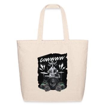 Cow Drum Skull Roses Rock - Eco-Friendly Cotton Tote - natural - Front