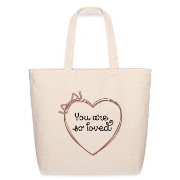 You Are So Loved Cute Minimalist Heart Ribbon Vale - Eco-Friendly Cotton Tote - natural - Front
