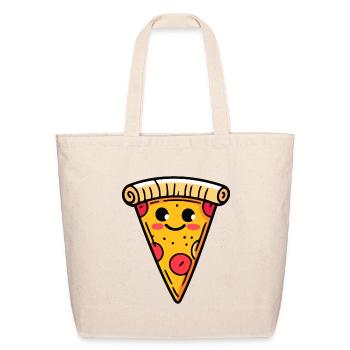 Happy Pizza Slice - Eco-Friendly Cotton Tote - natural - Front