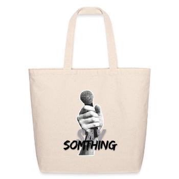 Vintage Mic Halftone Collage - Say Somthing Retro - Eco-Friendly Cotton Tote - natural - Front