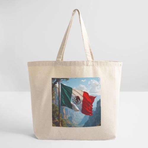 Mexican Flag in Mountain Nature Landscape - Eco-Friendly Cotton Tote