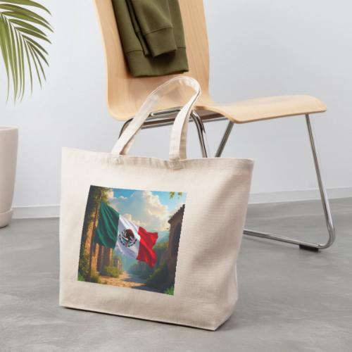 Mexican flag in Magical Town and Nature - Eco-Friendly Cotton Tote