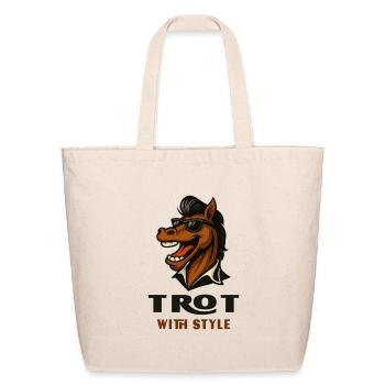 Trot With Style Horses Design - Eco-Friendly Cotton Tote - natural - Front