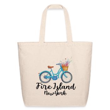 Fire Island bicycle barrier beach summer vacation - Eco-Friendly Cotton Tote - natural - Front