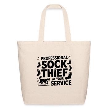 Professional Sock Thief Dog Lover  - Eco-Friendly Cotton Tote - natural - Front
