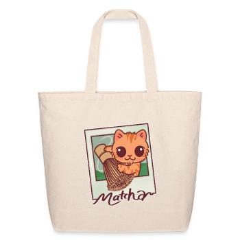 Kawaii Matcha Cat Polaroid Photo - Eco-Friendly Cotton Tote - natural - Front