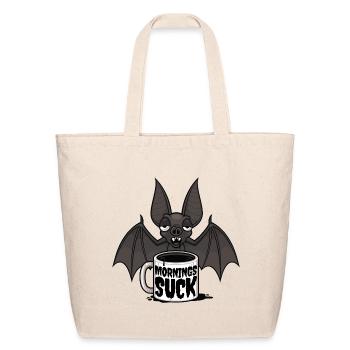 Mornings Suck Sleepy Vampire Bat Coffee Humor - Eco-Friendly Cotton Tote - natural - Front