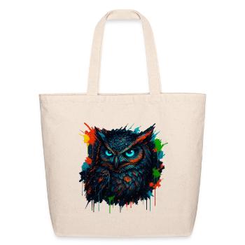 Owl Neon Splash - Eco-Friendly Cotton Tote - natural - Front