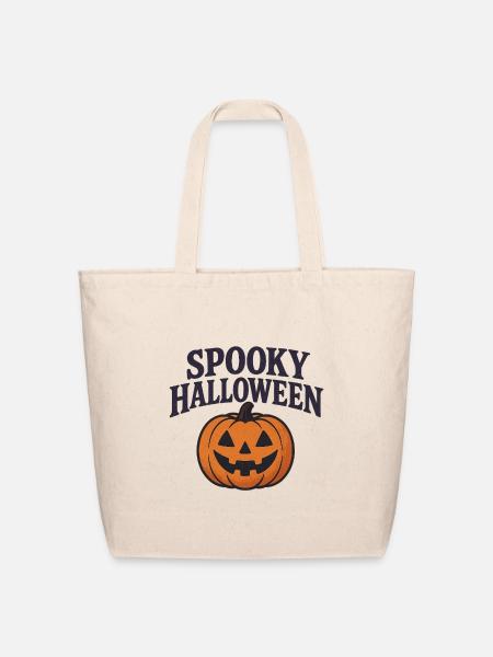 Spooky Halloween Pumpkin - Eco-Friendly Cotton Tote - natural