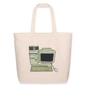 Retro Computer Desk Setup - Eco-Friendly Cotton Tote - natural - Front