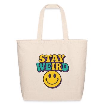 Stay Weird T-shirt graphique smileyy - Sac fourre-tout en coton naturel - naturel - Devant